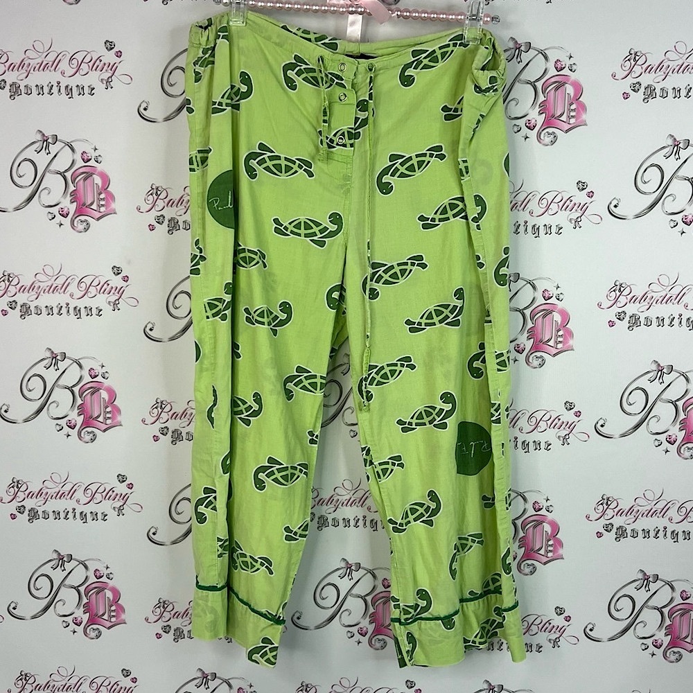 Paul Frank capri pants turtles 🐢 Lime Green Pajama Pants turtle 🐢 Design